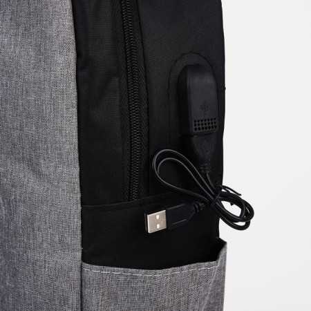 Set of men's backpack on a zipper with USB, external pocket, cosmetic bag, bag, color gray color-5