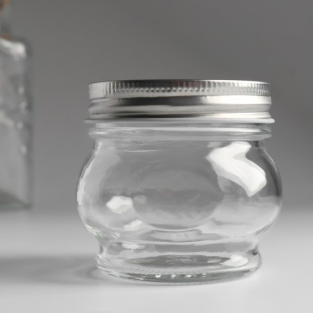 Bank for candles glass with a “rounded” lid is a transparent 200 ml 7x7x7 cm