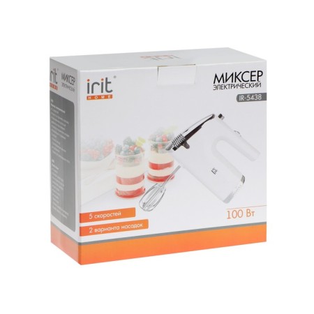 Mixer IRIT IR-5438, manual, 100 watts, 5 speeds, white-gray-5