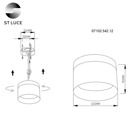 Ceiling lamp ST LUCE. ST102.542.12. 1x12 W, LED, 4000K, 936 LM, 10x10x9 cm, white color-6