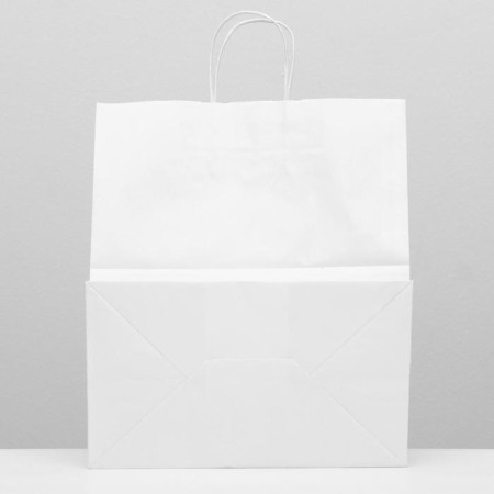 Craft bag without printing, white, round handle 32 x 18 x 37 cm-1