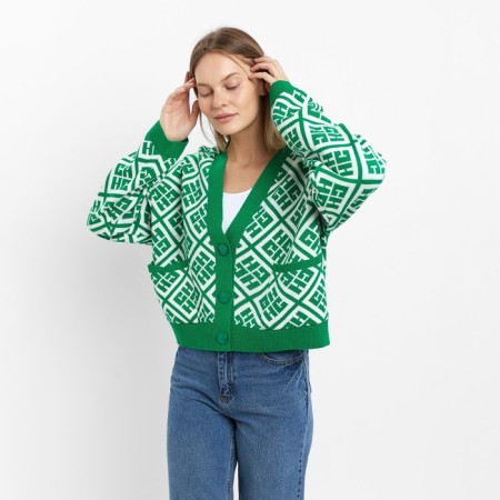 Cardigan female, dark green color, one size (42-46)-2