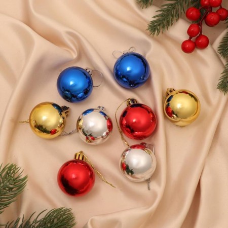 Set of balls plastic D-4 cm, 8 pcs "Classic gloss" mix