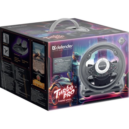 The steering wheel Defender Turbo Pro, wired, vibration, for PC, 2 pedals, USB-6
