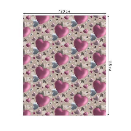 The tablecloth "Volumetric Hearts", rectangular, Saten, size 120x145 cm-1