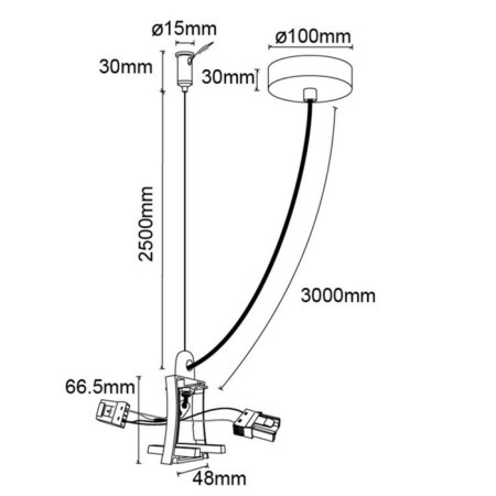 Connector with mount to the ceiling Mantra Hanok, 47.3x17x100 mm, black color-2