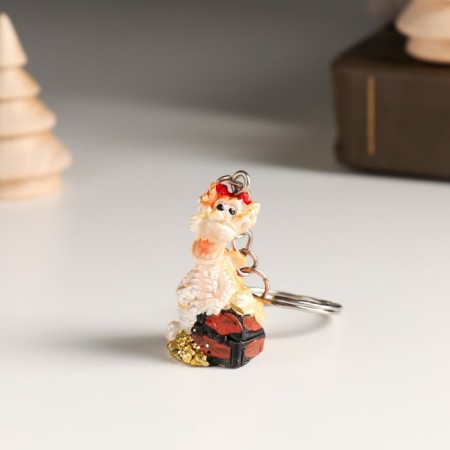 Polystone keychain "Dragon with treasures" mix 2.2x2x3.6 cm-1