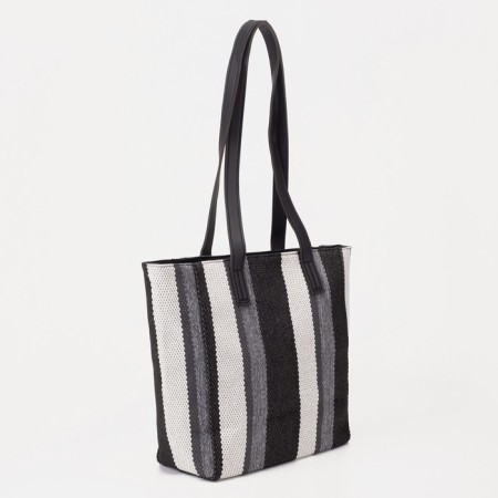 Soper bag with zipper, black color-1