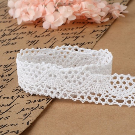 Knitted lace, 26 mm × 10 ± 1 m, white color-2