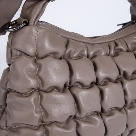 Load bag with zipper, long belt, beige color-3