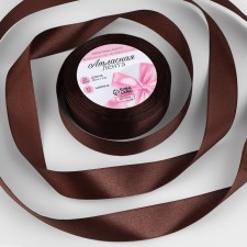 Satin tape, 25 mm × 23 ± 1 m, chocolate color No. 31