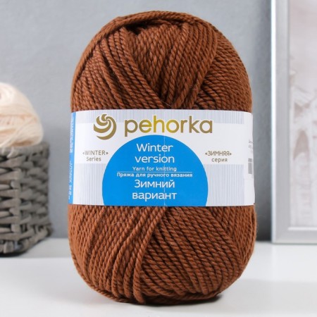 Yarn "Winter option" 95% implements, 5% acrylic volume 100m/100g (416-sv. Brown)-3