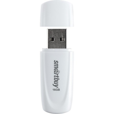 Flash drive Smartbuy 016GB2SCW, 16 GB, USB2.0, th Up 15 MB/s, PBLD up to 12 Mb/s, white-1