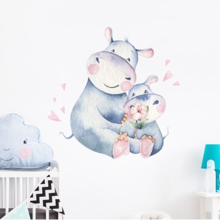 Sticker Plastic Interior color "Cute Hippo" 30x90 cm
