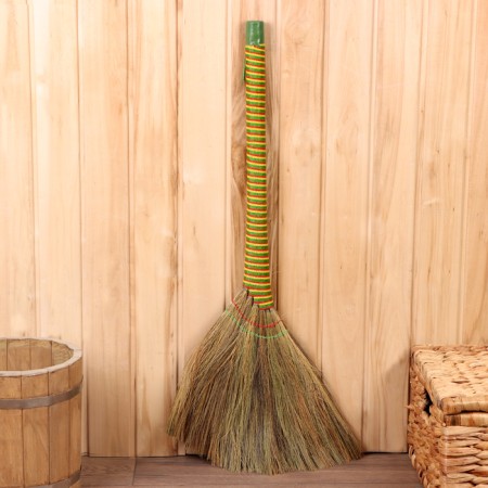 Rice broom with a bamboo pen, 30x80 cm, mix-4