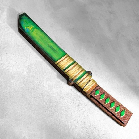 Wooden souvenir "Tanto knife", in a scabbard, green-5