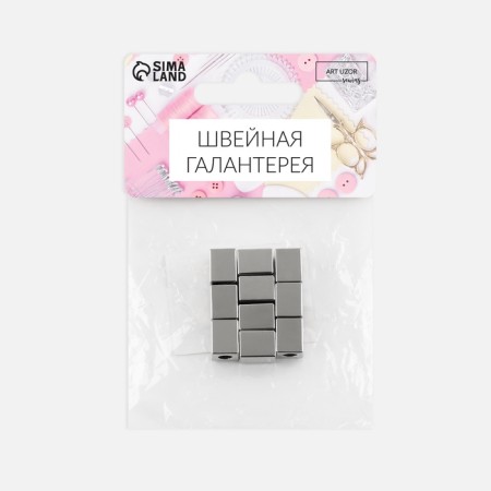 Tip for a cord, d = 4 mm, 10 × 7 × 8 mm, 10 pcs, silver color-3