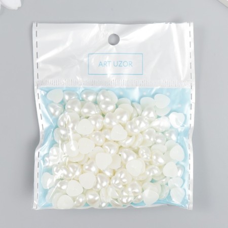 Decor for creativity plastic "Heart Pearl" set 20 grams 0.8x0.8 cm-3