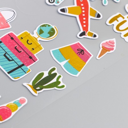 Sticker plastic gold embossing "Vacation" mix 10.5x23 cm-2