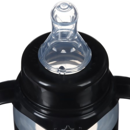 A bottle for feeding "Milk No. 1", a classic throat, with handles, 250 ml., 0 months., Black color-7