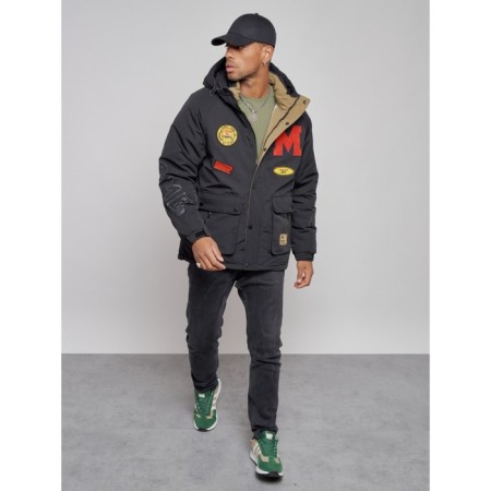 Winter male jacket, size 50, black color-8