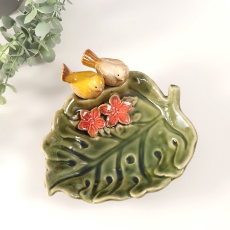 Souvenir Ceramics stand "Green sheet with two birds" 25x19x8 cm-4