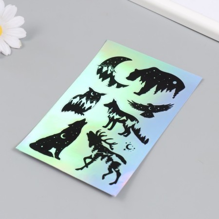 Holographic stickers (stickers) "Wild animals" 10x15 cm, 5-205-2