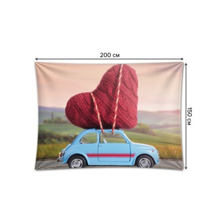 Decorative panel with photo printing "Heart by car", horizontal, size 150x200 cm-1