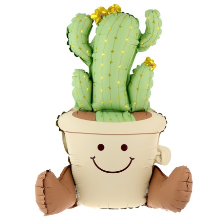 Foil ball 22 "Cactus in a pot", matte, under the air