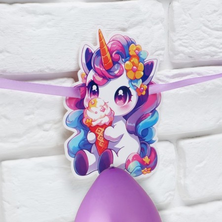 Garland on the tape with the balls "unicorns", 250 cm-4