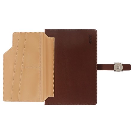 Organizer on the rings of A6+, 80 sheets, leatherette, with a stream, a line, with a handle, in a gift box, brown-5