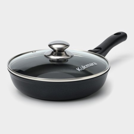 Pan "Tradition", D = 22 cm, glass cover, removable handle, anti -stick coating, black color