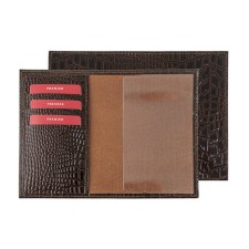 Cover for passport, card for maps, brown color
