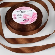 Satin tape, 12 mm × 23 ± 1 m, color dark brown No. 32