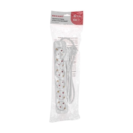 Extension cord Standard 6 nests, 1.5m, 3x1.0mm², s/h, white rexant-4