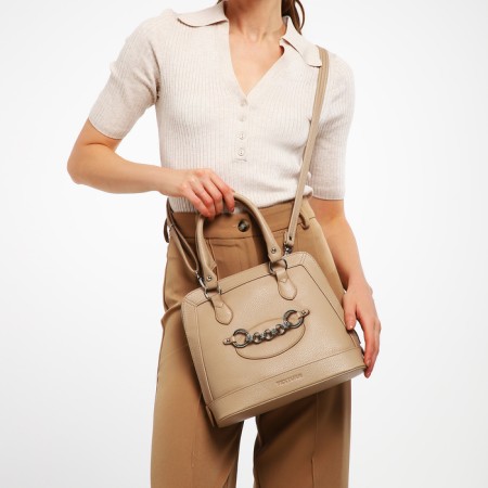 Female bag Textura, tout, medium size, beige color