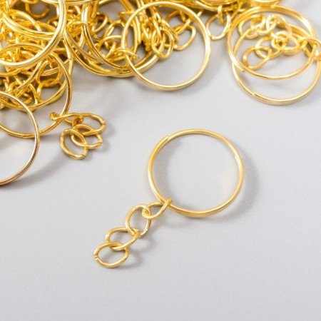 The basis for the key fob Ring metal with a gold chain 1.8x1.8 cm set 40 pcs