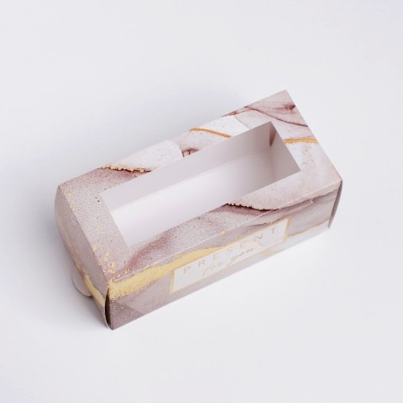 Box for Makarun, confectionery packaging "Present", 12 x 5.5 x 5.5 cm