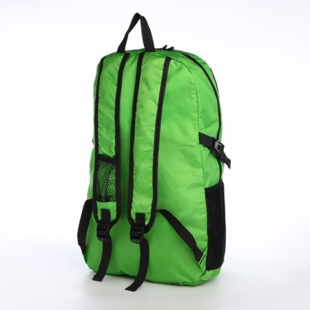 Folding backpack on lightning from textiles, 5 pockets, green color-3