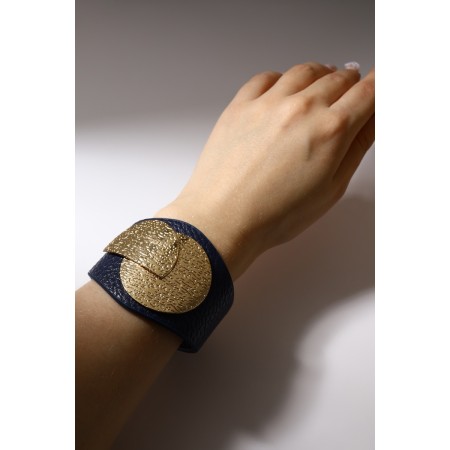 Bracelet skin casual, dark blue color in gold l = 22-3
