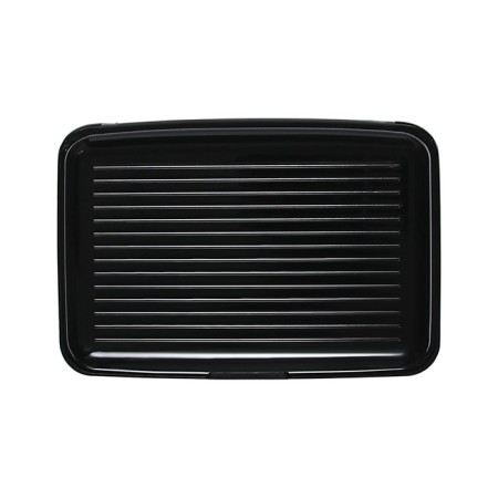 The visitor is plastic, metal, with departments inside, black