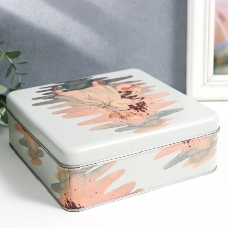 Casket Metal Square "On the way to the castle" 5.8x17x17 cm-1