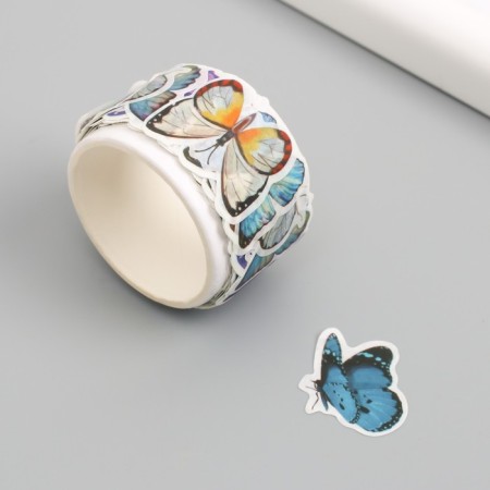 Stick Paper "Multi -colored butterflies" d = 2 cm 100 pcs in a roll 3.5x3.5 cm-3