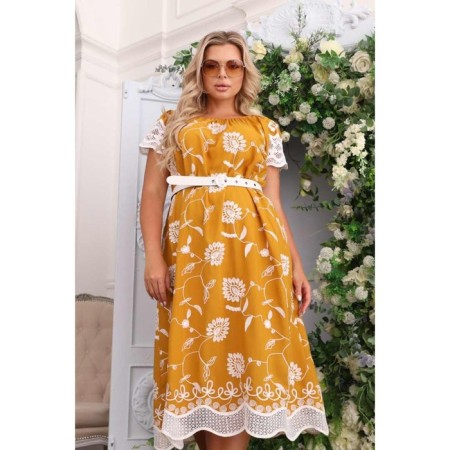 Women's dress, size 52, mustard color-7