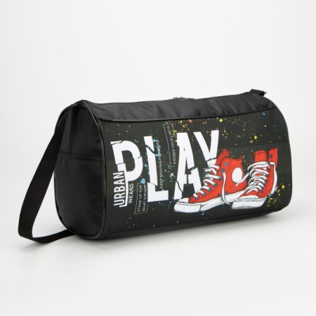 Children's sports bag for a boy with a zipper, external pocket, black color-2