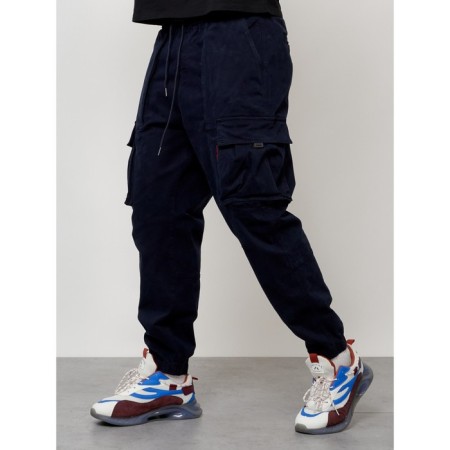 Cargo jeans men, size 46-48, dark blue color-3