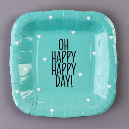 Disposable plate plate square "Happy Day", mint, 16.5x16.5 cm-1