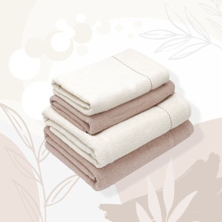 A set of towels "Bookle", size 50x80 cm - 2 pcs, 70x130 cm - 2 pcs, beige color-1