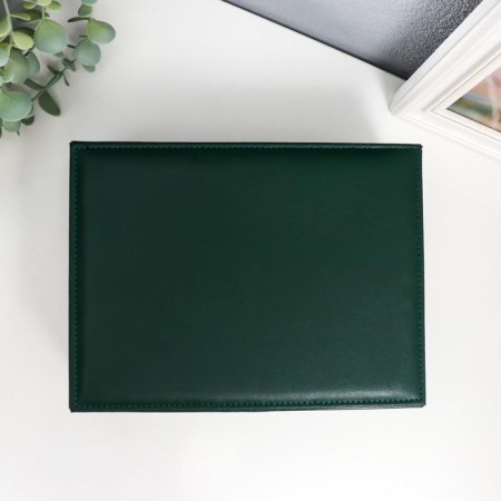 Casket to the leatherette for jewelry "Dark green matte" 9x23x17 cm-3