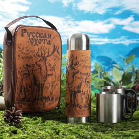 Set "Russian Hunt", thermos 500 ml, mug 2 pcs